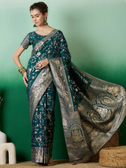 Womens Fashion Ethnic Teal Color Sarees-MLSHWSA1418TEL0ONE