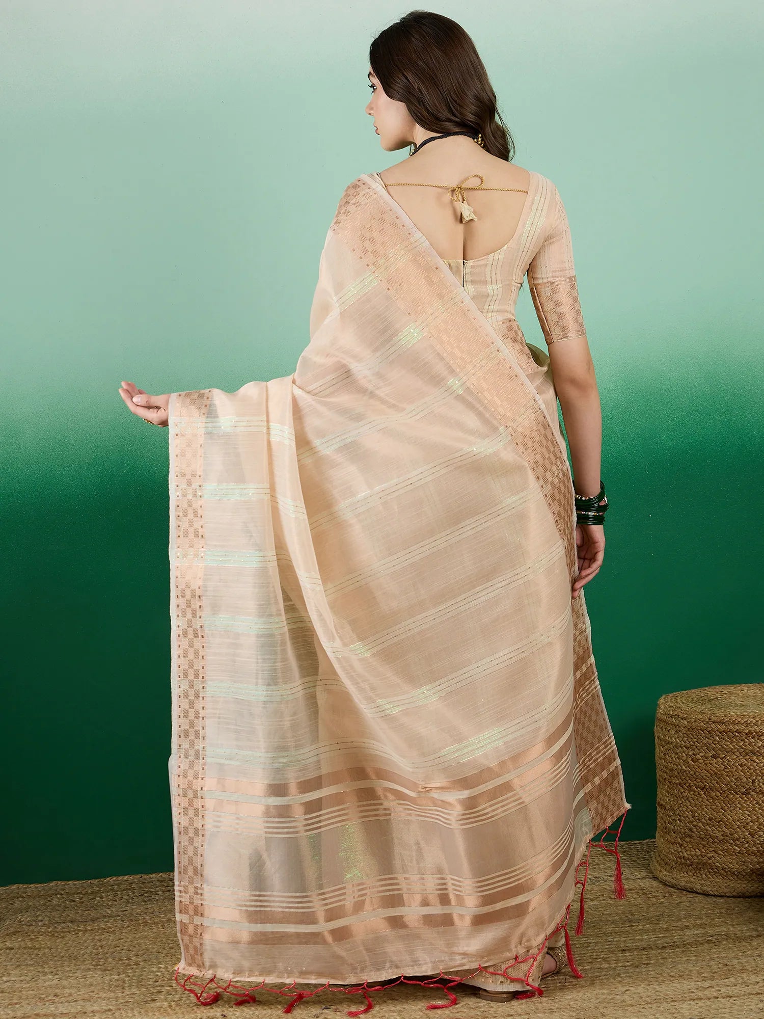 Beige Organza Saree: Designer Sarees India & Ethnic Elegance