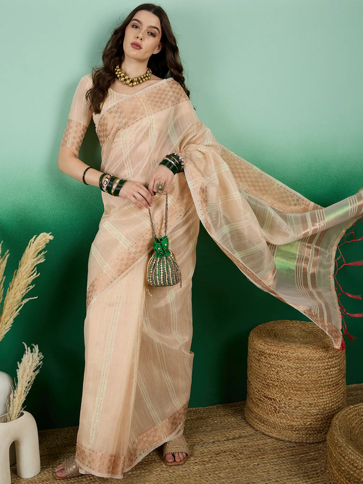 Womens Fashion Ethnic Beige Color Sarees-MLSHWSA1424BEI0ONE