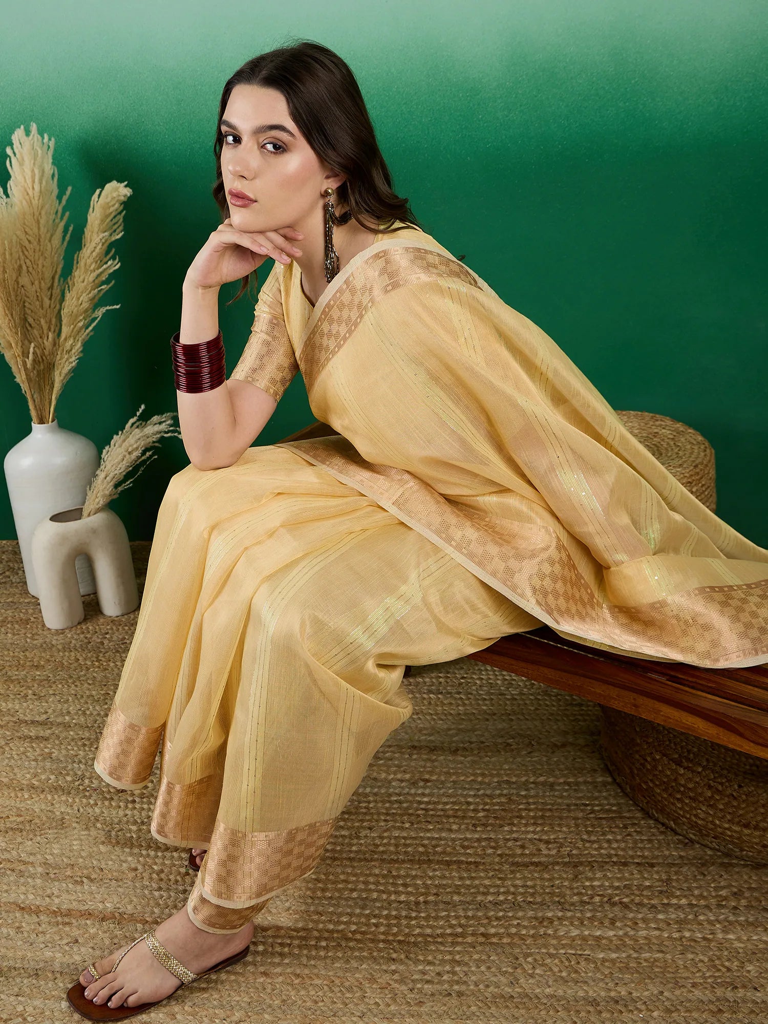 Yellow Organza Saree: Designer Sarees India