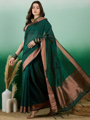 Womens Fashion Ethnic Green Color Sarees-MLSHWSA1432GRN0ONE