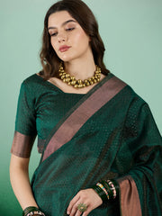 Womens Fashion Ethnic Green Color Sarees-MLSHWSA1432GRN0ONE