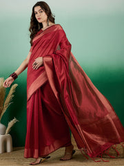 Womens Fashion Ethnic Red Color Sarees-MLSHWSA1433RED0ONE
