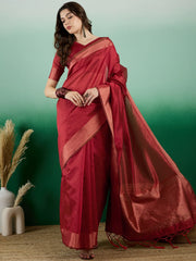 Womens Fashion Ethnic Red Color Sarees-MLSHWSA1433RED0ONE