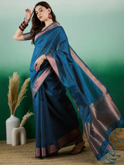 Womens Fashion Ethnic Teal Color Sarees-MLSHWSA1434TEL0ONE
