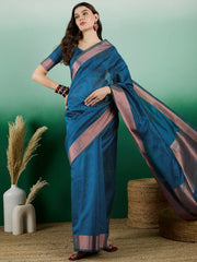 Womens Fashion Ethnic Teal Color Sarees-MLSHWSA1434TEL0ONE