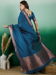 Womens Fashion Ethnic Teal Color Sarees-MLSHWSA1434TEL0ONE