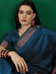 Womens Fashion Ethnic Teal Color Sarees-MLSHWSA1434TEL0ONE