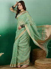 Womens Fashion Ethnic Green Color Sarees-MLSHWSA1442GRN0ONE