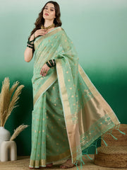 Womens Fashion Ethnic Green Color Sarees-MLSHWSA1442GRN0ONE