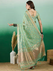 Womens Fashion Ethnic Green Color Sarees-MLSHWSA1442GRN0ONE