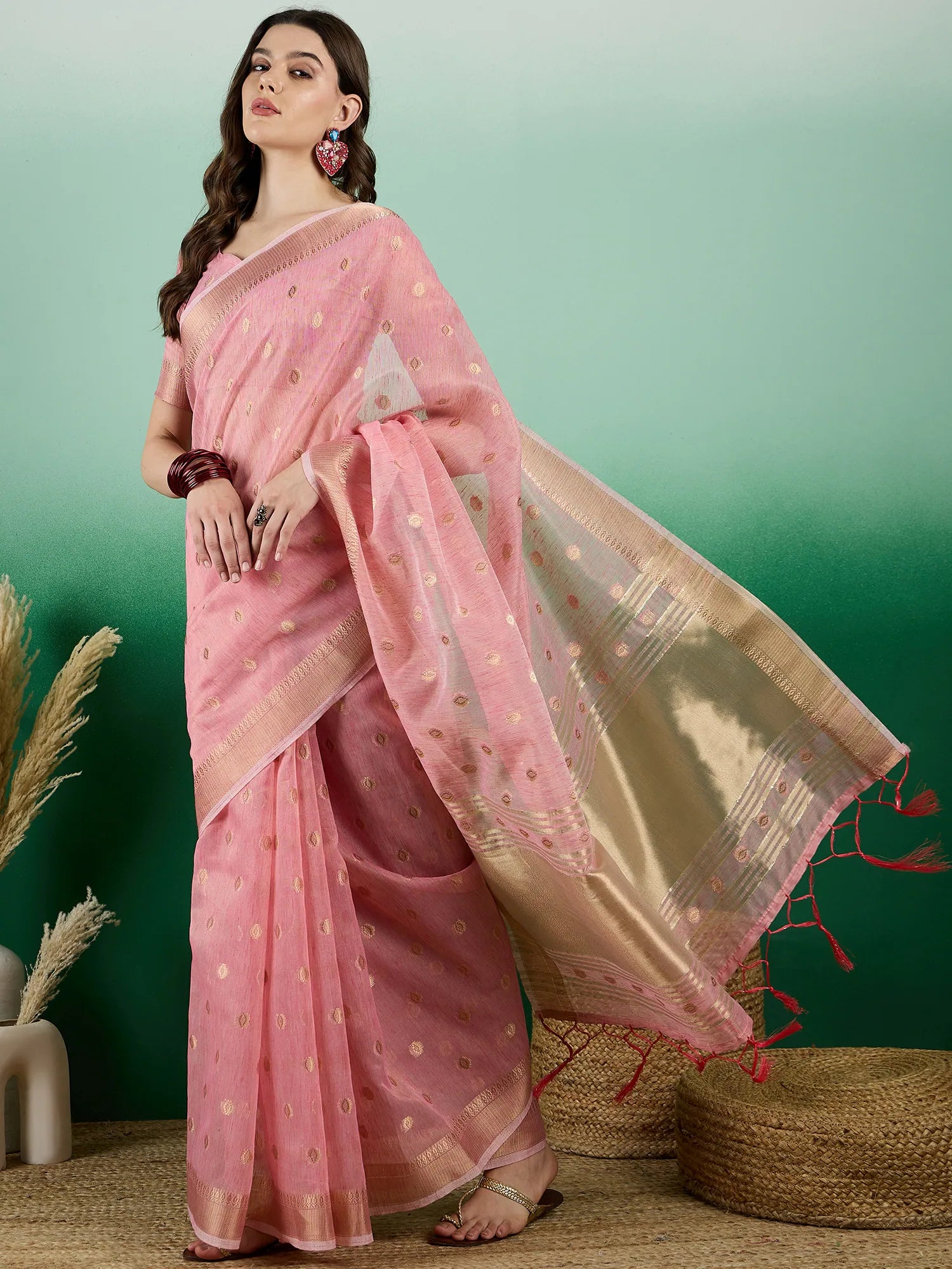 Pink Organza Saree: Designer Sarees India
