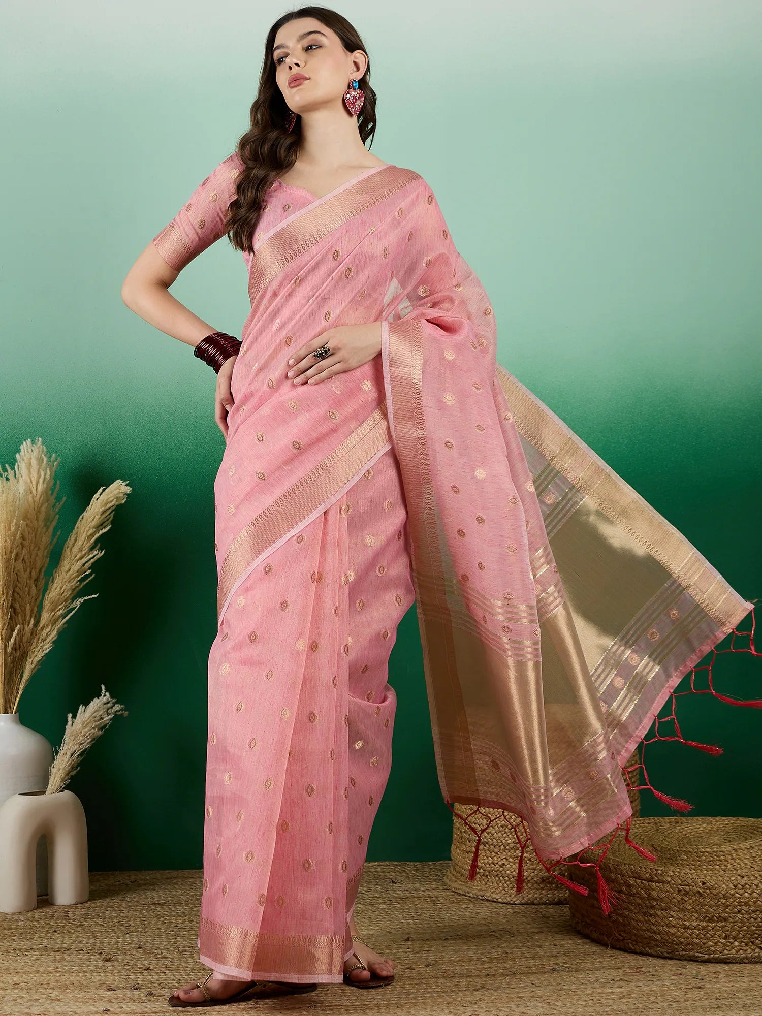 Pink Organza Saree: Designer Sarees India