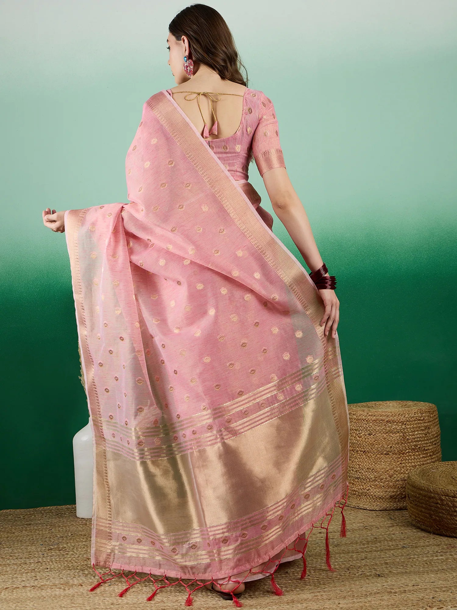Pink Organza Saree: Designer Sarees India