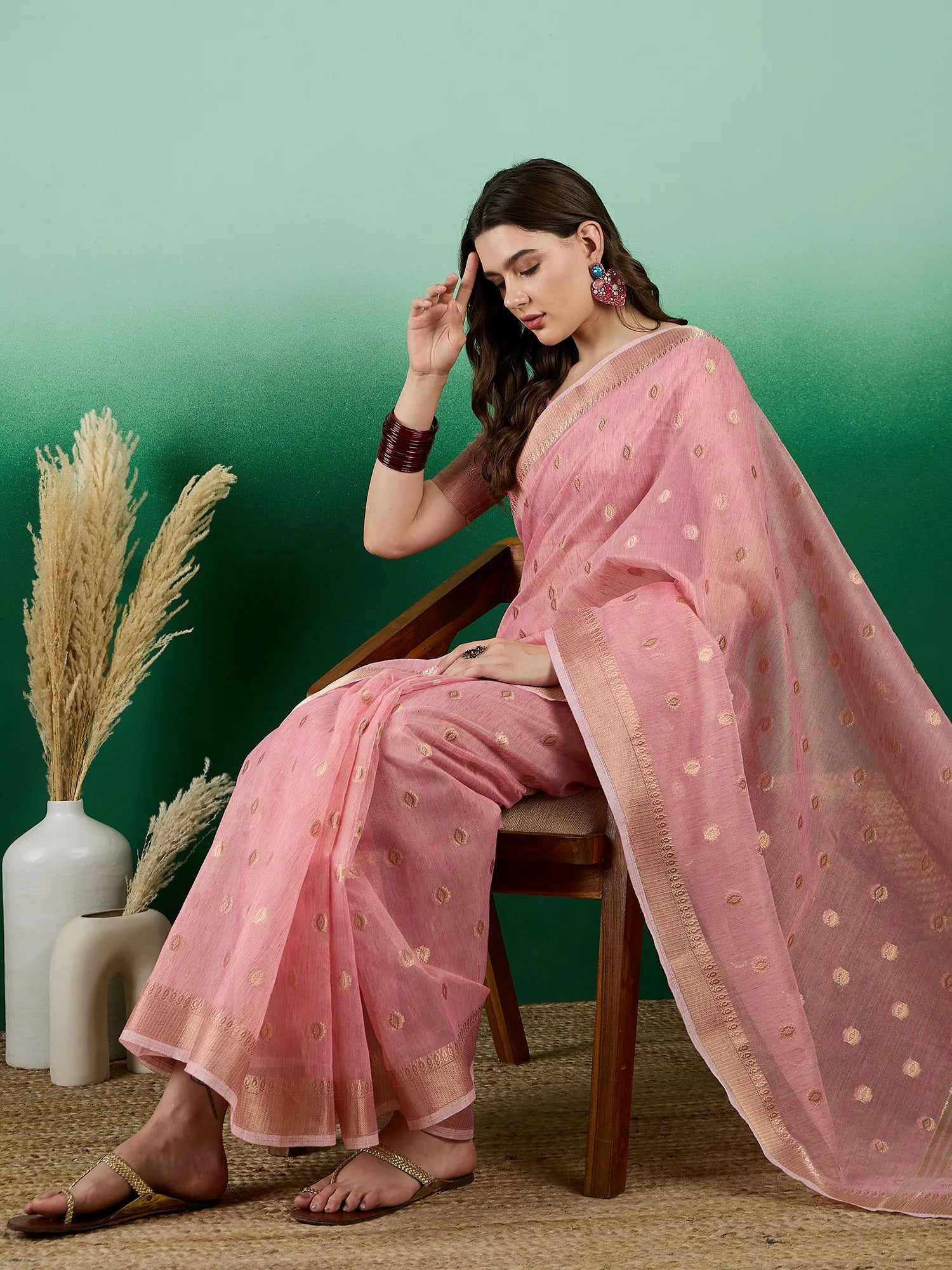 Pink Organza Saree: Designer Sarees India