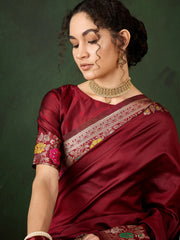 Womens Fashion Ethnic Maroon Color Sarees-MLSHWSA1463MRN0ONE