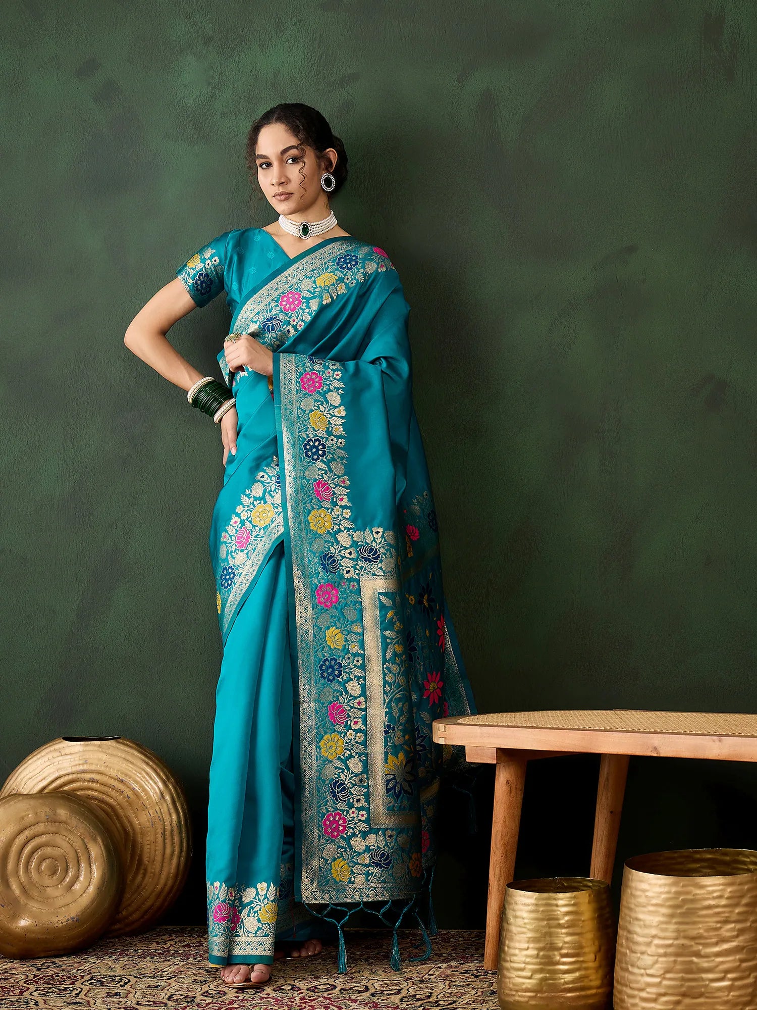 Green Polyester Saree | Indian Sarees & Wedding Styles