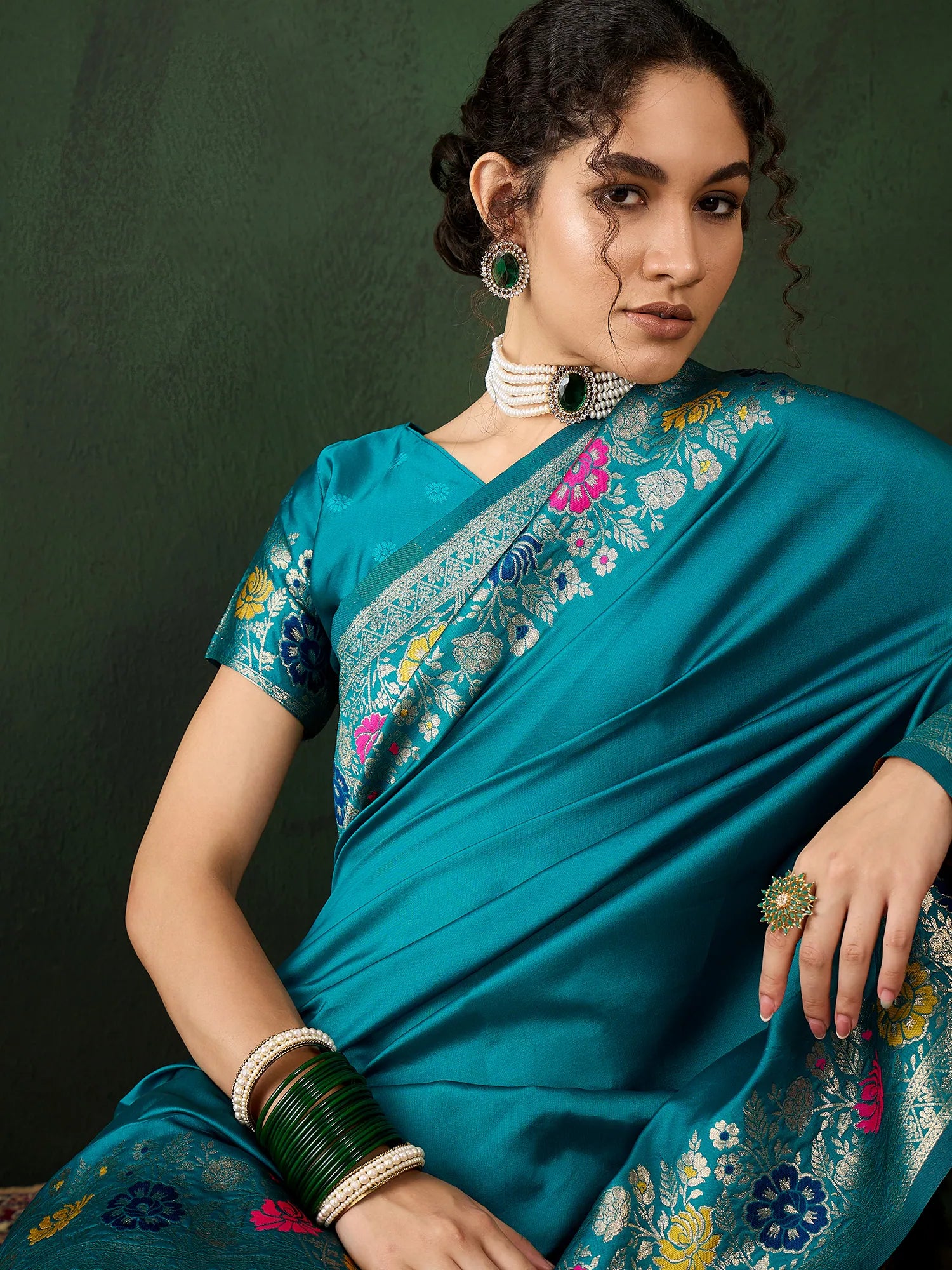 Green Polyester Saree | Indian Sarees & Wedding Styles