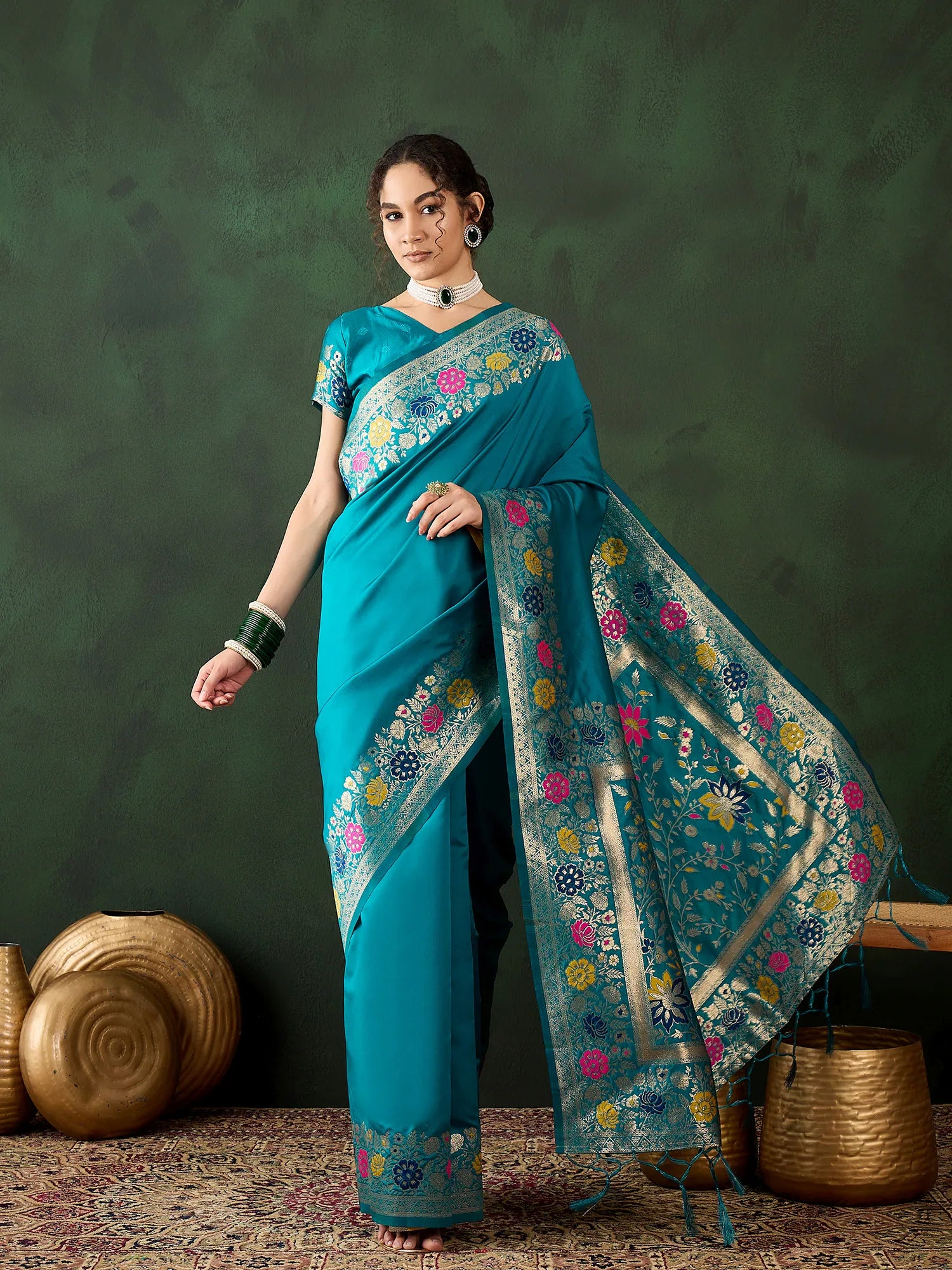 Green Polyester Saree | Indian Sarees & Wedding Styles