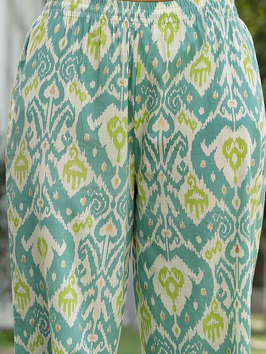 Women's Aqua Ikat Printed Cotton Co-Ord Set (CSAQUAOKIL) | DesiQlo