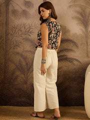 Stylum Women's Black Floral Printed Cotton Vest Co-Ord Set (CSBLACKHERITAGE)