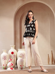 Stylum Women's Black Floral Printed Rayon Co-Ord Set (CSBLACKJAMUN)