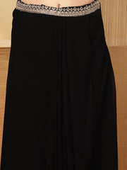 Stylum Women's Black Solid & Embroidered Georgette Co-Ords Set (CSBLACKLOFT)