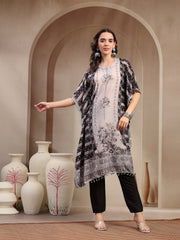 Stylum Women's Black Mirror Work Printed Silk Blend Co-Ord Set (CSBLACKMARRY)