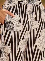 Stylum Women's Black Striped & Floral Printed Cotton Co-ord Set (CSBLACKNORBU)