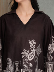Stylum Women's Black Paisley Digital Printed Rayon High Low Co-Ord Set (CSBLACKVILLA)