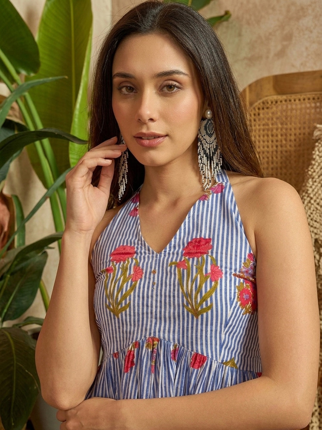Women's Blue Floral Printed Cotton Co-Ord Set (CSBLUEPHONIEX) | DesiQl