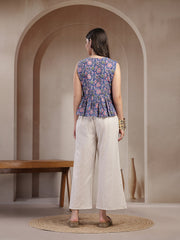 Stylum Women's Blue Floral Printed Katha Cotton Co-Ord Set (CSBLUESHEENA)