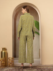 Stylum Women's Green Bandhej Printed Cotton Co-Ord Set (CSGREENOPERA)