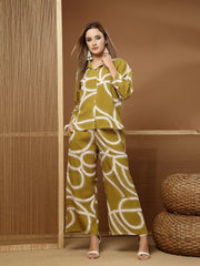 Stylum Women's Green Printed Rayon Co-Ord Set (CSGREENTOST)