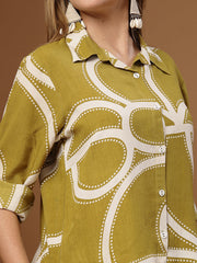 Stylum Women's Green Printed Rayon Co-Ord Set (CSGREENTOST)
