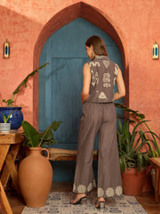 Stylum Women's Grey Printed Cotton Co-Ord Set (CSGREYDERBY)