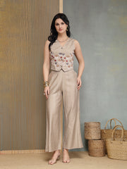 Stylum Women's Grey Solid & Embroidered Vertical Co-Ord Set (CSGREYTALES)