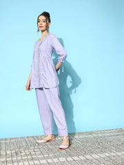 Women's Self Design Rayon Blend Co-Ord Set-CSKALKIPURPLE