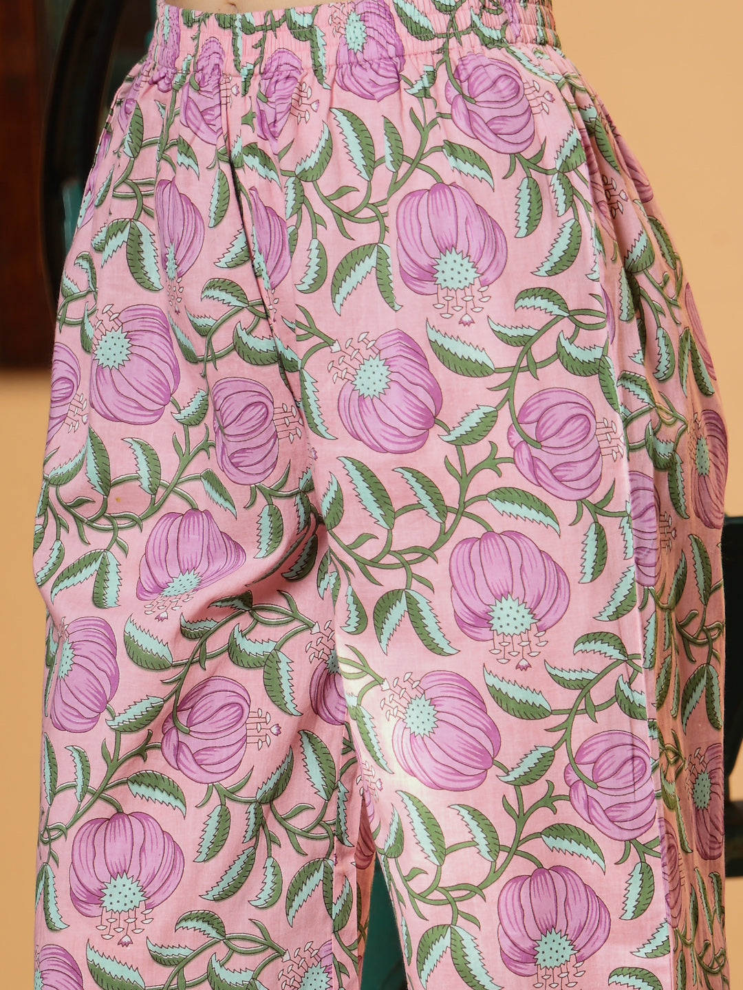 Women's Lavender Floral Printed Cotton Co-Ord Set (CSLAVENDERKOCHI) | 