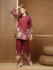 Stylum Women's Magenta Solid Cotton Co-Ord Set (CSMAGENTARUKKA)