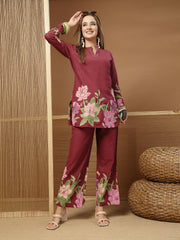 Stylum Women's Magenta Solid Cotton Co-Ord Set (CSMAGENTARUKKA)