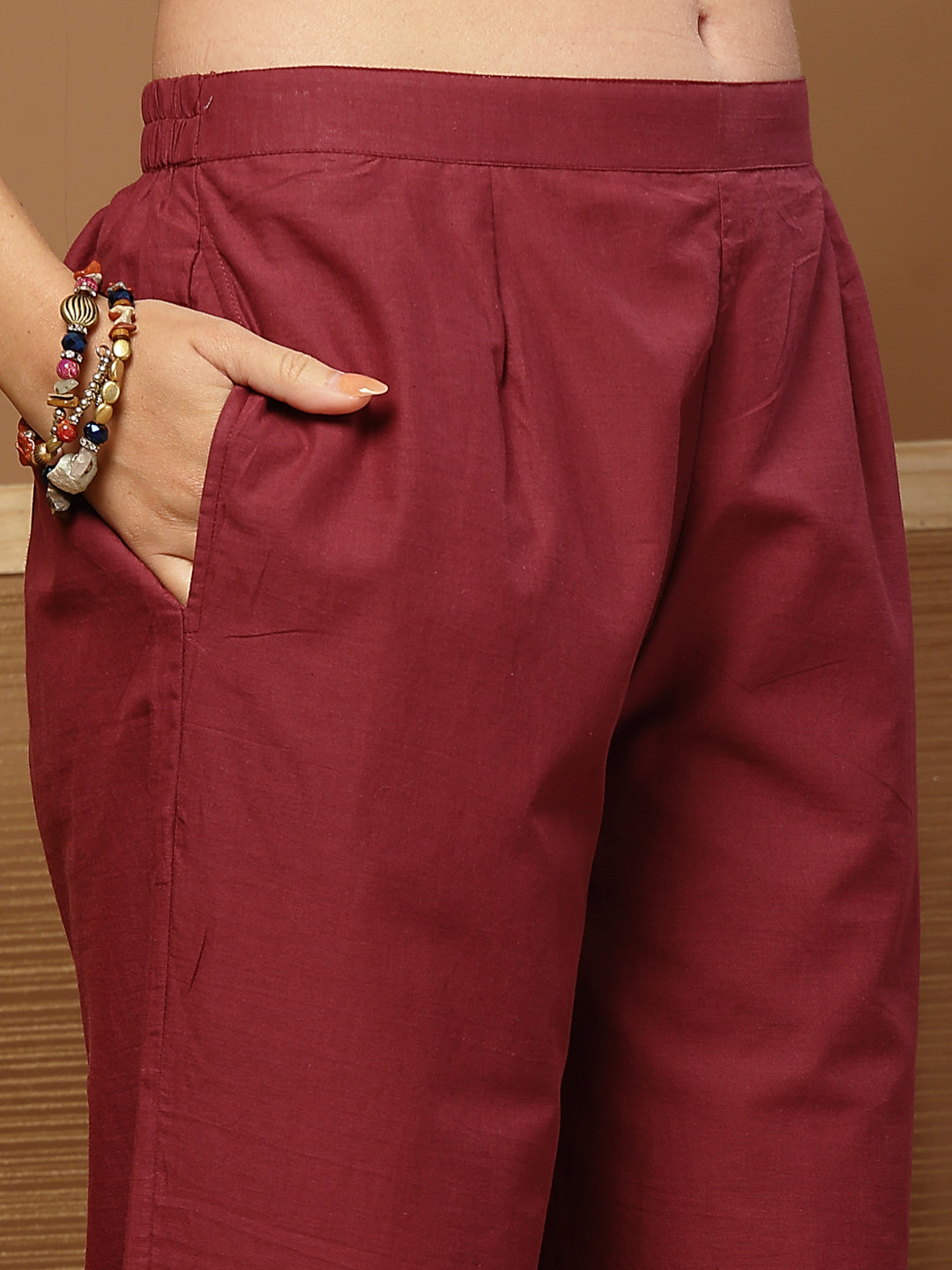 Women's Magenta Solid Cotton Co-Ord Set (CSMAGENTARUKKA) | DesiQlo