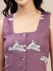 Stylum Women's Mauve Animal Printed Cotton Co-Ord Set (CSMAUVEBANTLEY)