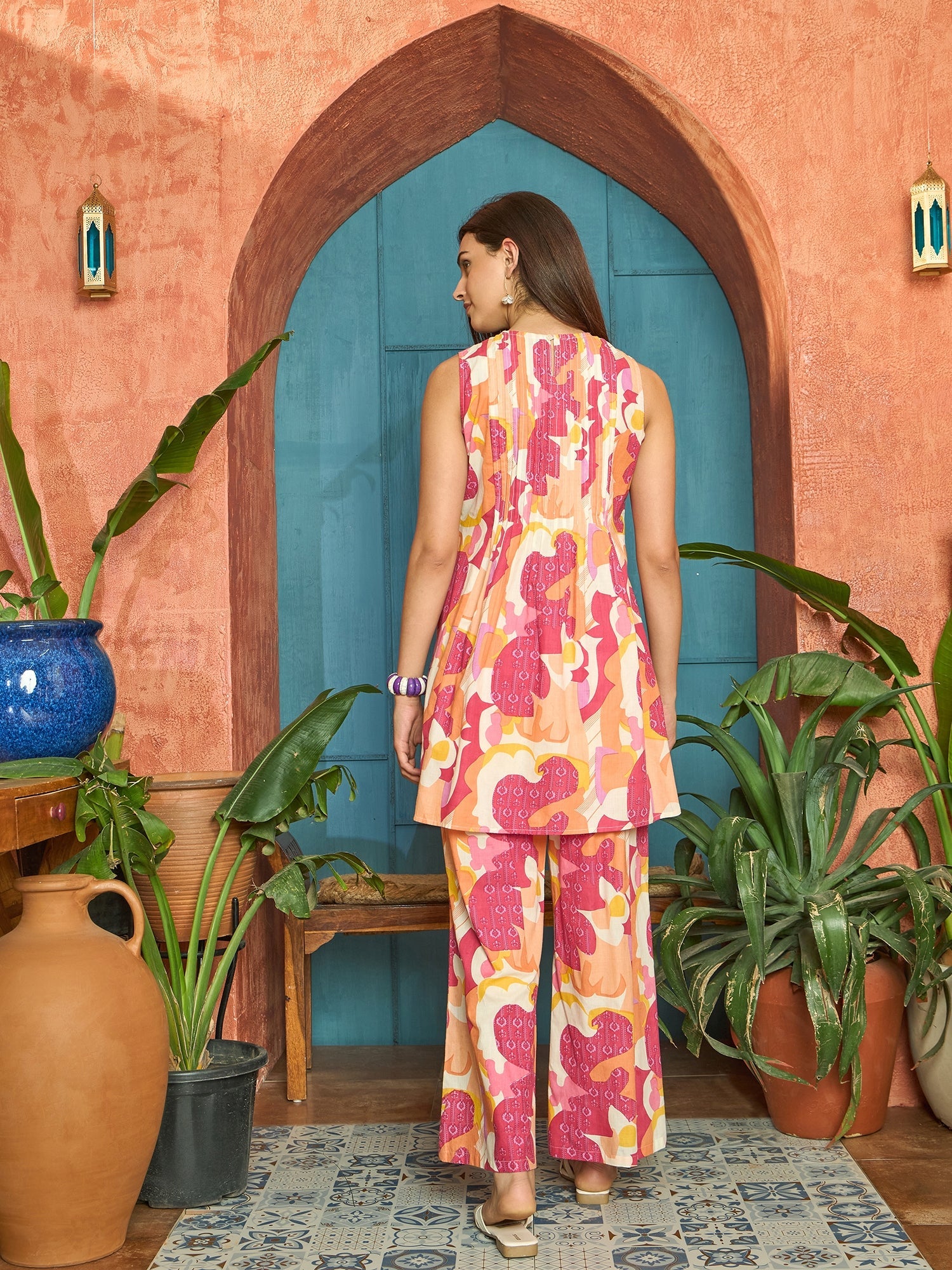 Women's Multi Abstract Printed Cotton Co-Ord Set (CSMULTITASK) | DesiQ