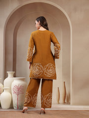 Stylum Women's Mustard Floral Printed & Embroidered Cotton Co-Ord Set (CSMUSTARDZINPA)