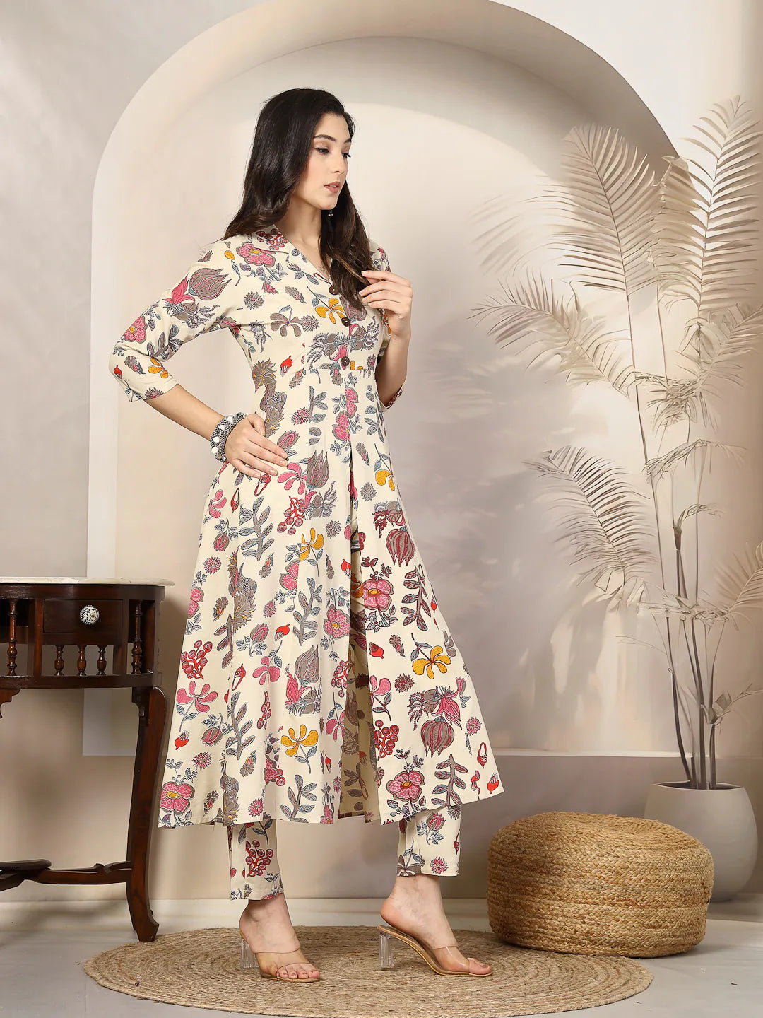Women's Floral Rayon Kurta Pant Set - Designer Kurta Sets