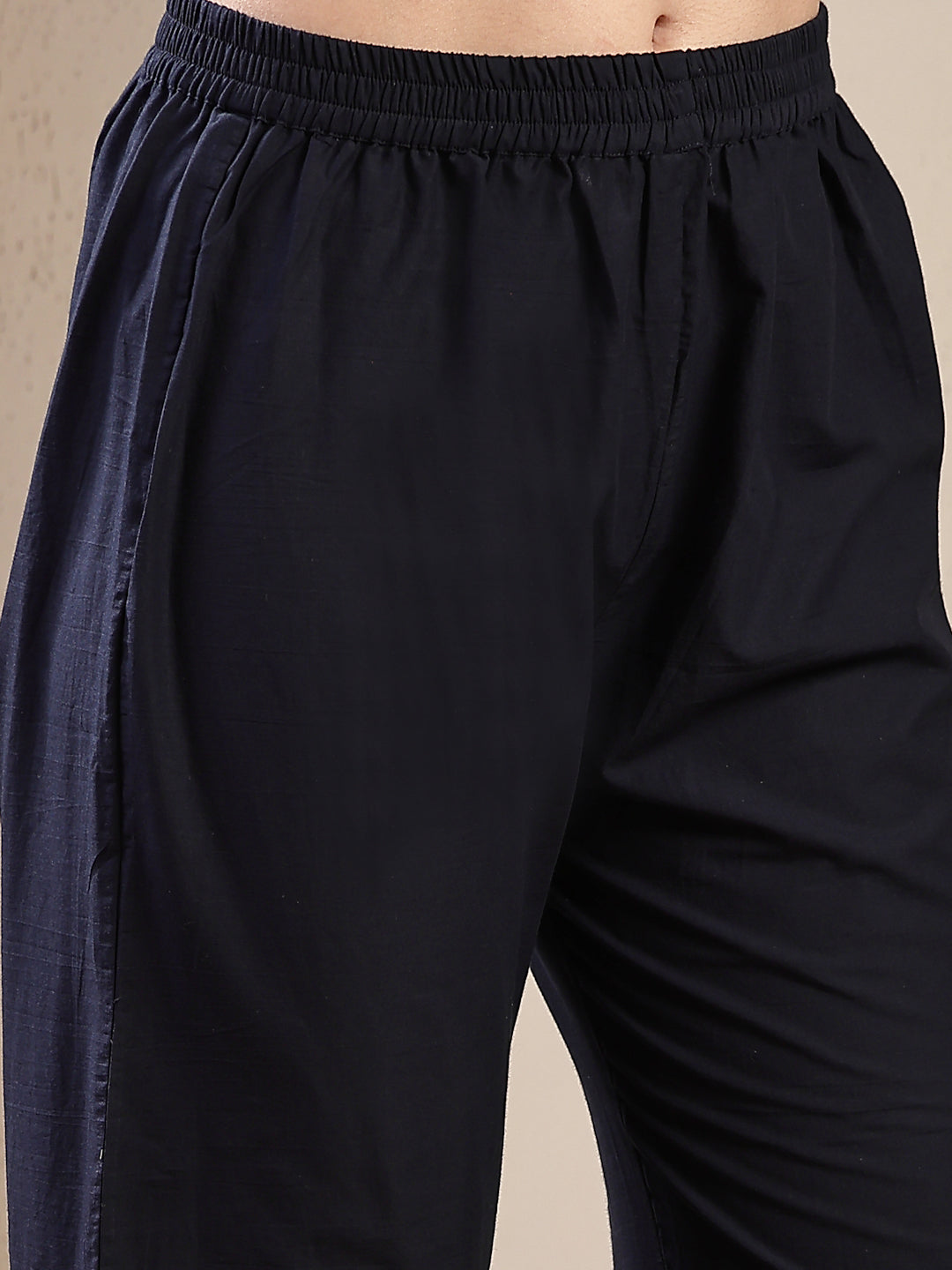 Women's Navy Blue Solid & Embroidered Cotton Co-Ord Set (CSNAVYZINPA) 
