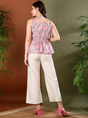 Stylum Women's Pink Floral Printed Cotton Co-Ord Set (CSPINKBOMBIL)