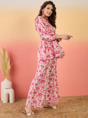 Stylum Women's Pink Floral Printed Rayon Co-Ord Set (CSPINKLAMA)
