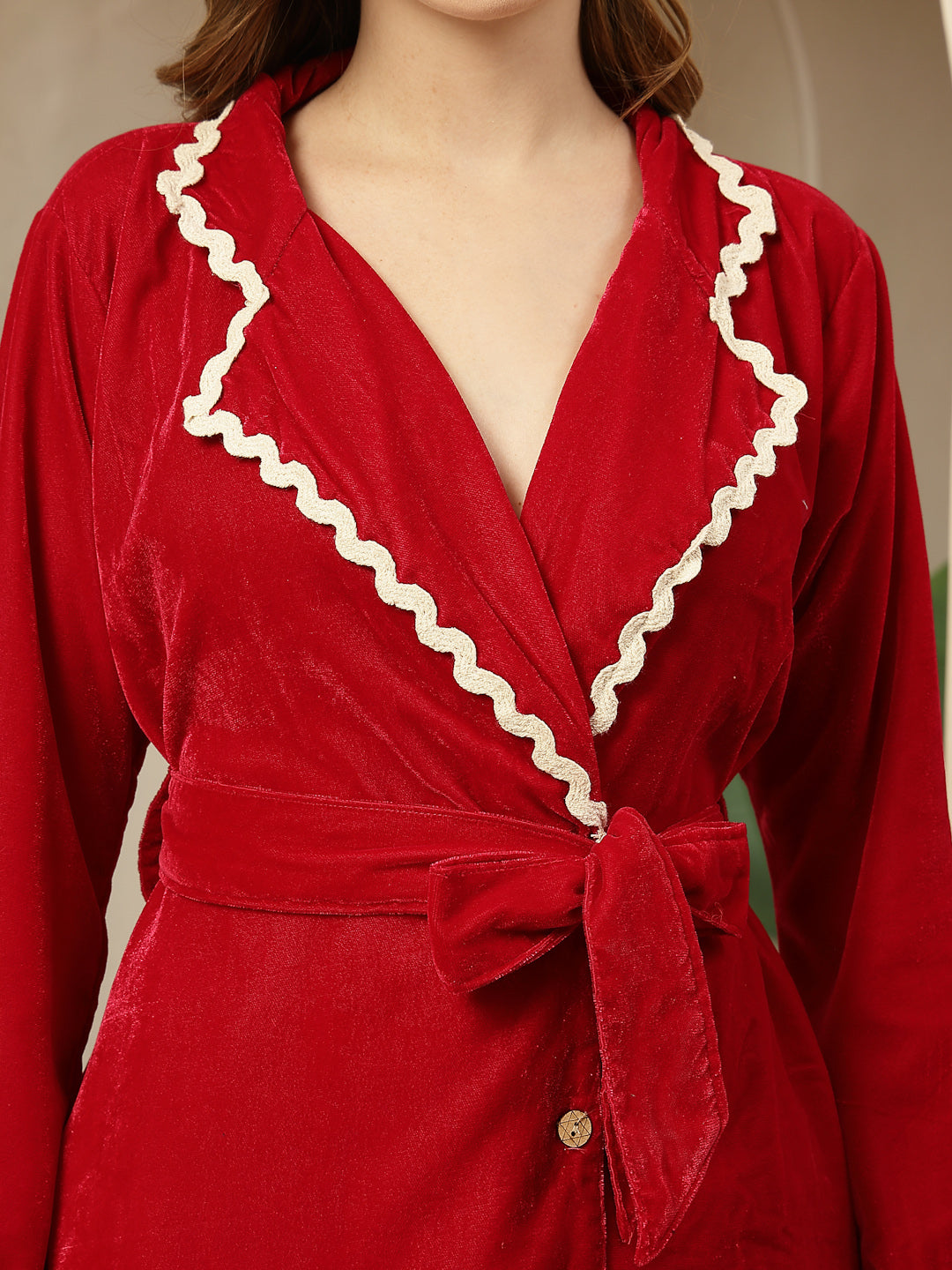 Women's Pink Solid Velvet Co-Ord Set (CSPINKWAVY) | DesiQlo